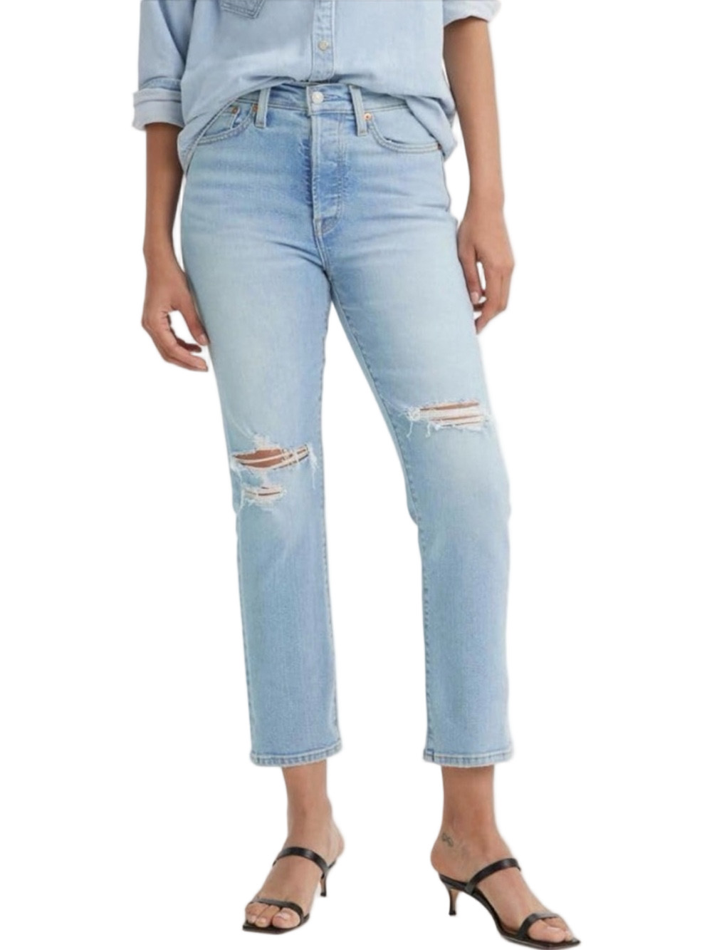 🦢Levi’s wedgie straight high rise ripped jeans size 31X28 NWT